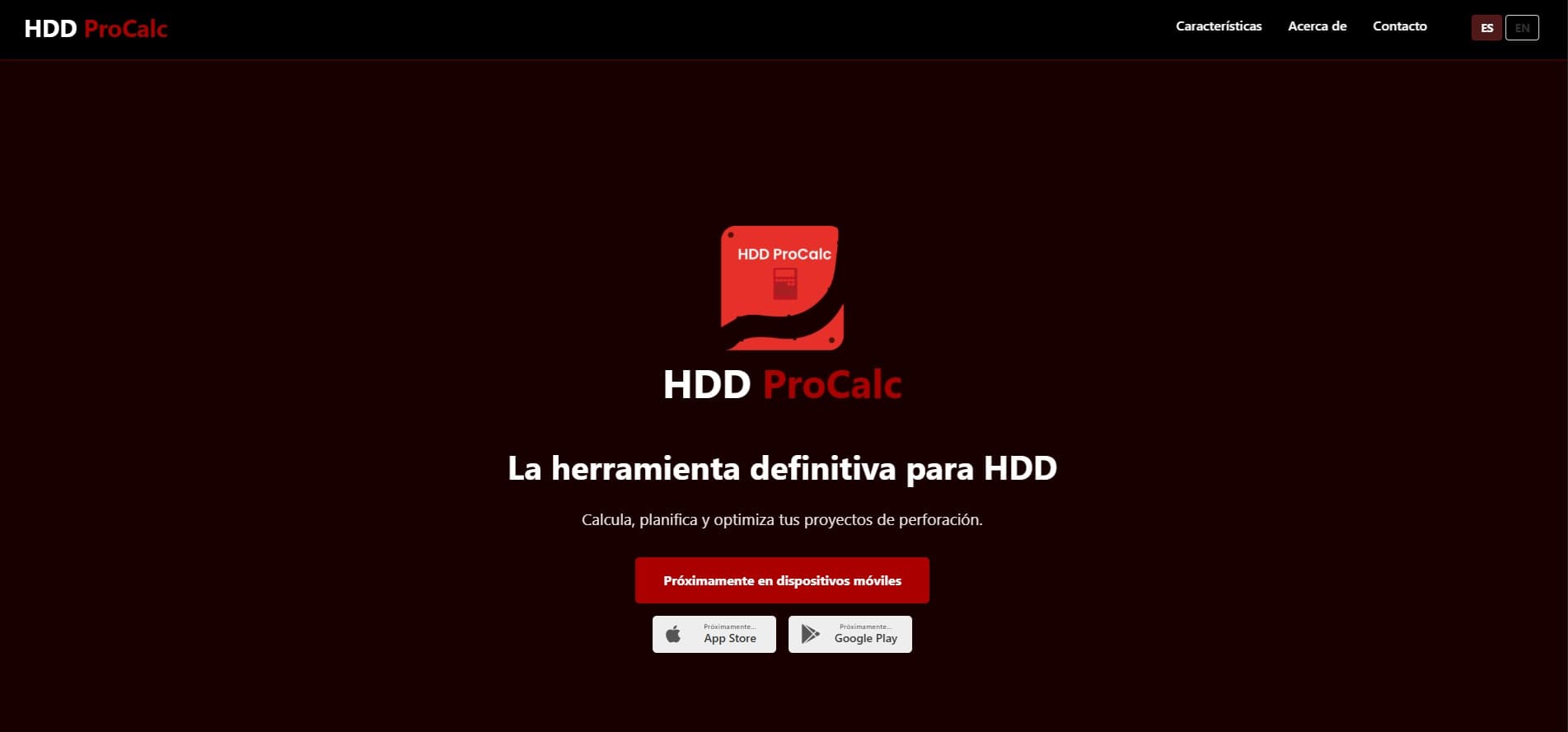 HDD ProCalc — Pantalla principal